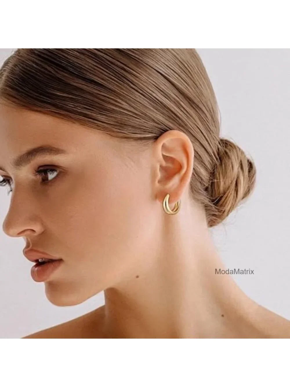 Chunky Hollow Gold Plated Hoop Earrings for Women
